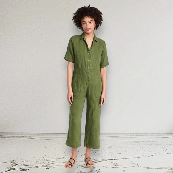 Velvet by Graham & Spencer Pants - VELVET by Graham & Spencer Elia Cotton Gauze Jumpsuit in Clover Size L